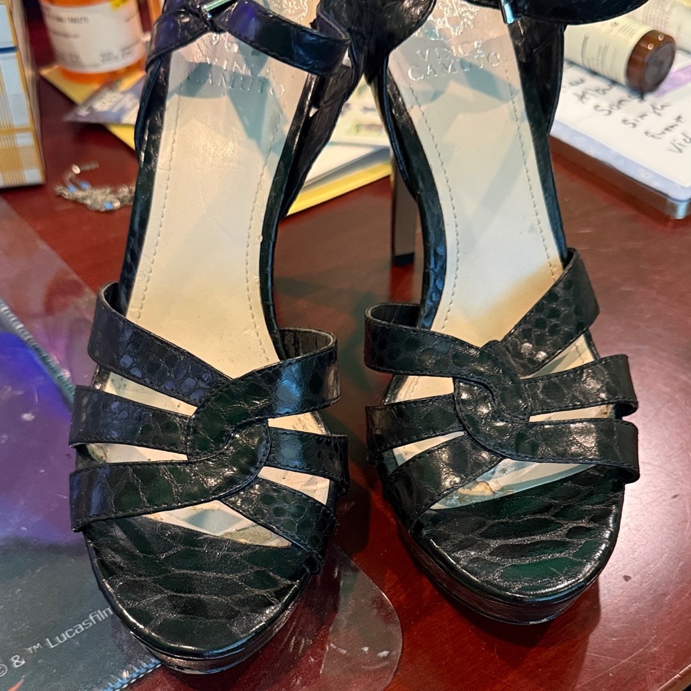 Vince Camuto Black Strappy Platform Heels